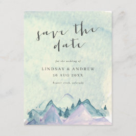 水の色の山の結婚式の日付を保存 招待状
