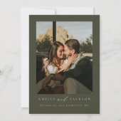 水の色の山の結婚式の日付を保存 招待状 (裏面)