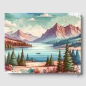 水の色の山の結婚景色の日付 ゲストブック (裏面)