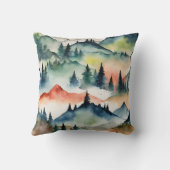 水の色の山の自然ツリー秋秋 クッション (裏面)
