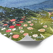 水の色の山の赤ちゃんシャワー歓迎サイン ポスター (角)