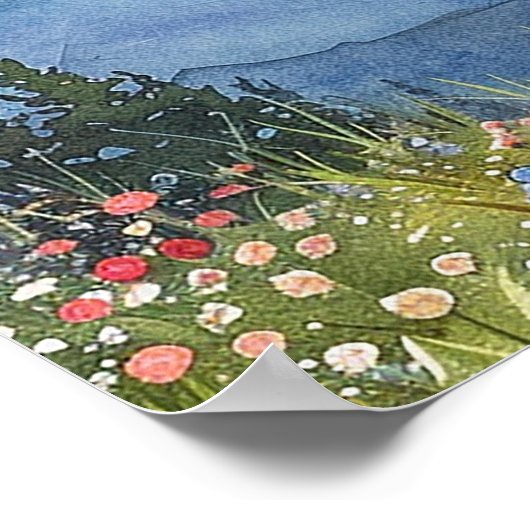 水の色の山の赤ちゃんシャワー歓迎サイン ポスター (角)