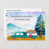 水の色の山の車とキャンパーアドレスの変更 ポストカード (正面/裏面)