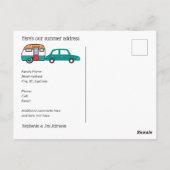 水の色の山の車とキャンパーアドレスの変更 ポストカード (裏面)