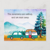 水の色の山の車とキャンパーアドレスの変更 ポストカード (正面)
