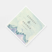 水の色の山パーソナライズされたの結婚数 スタンダードランチョンナプキン (角)