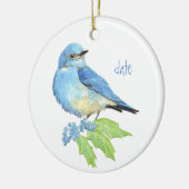 水の色の山ブルーバードブルーバードアート セラミックオーナメント (左)