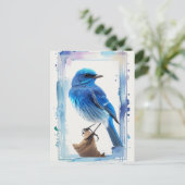 水の色の山ブルーバードブルーバードアート ポストカード (スタンド正面)