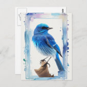 水の色の山ブルーバードブルーバードアート ポストカード (正面/裏面)