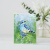 水の色の山ブルーバードブルーバードアート ポストカード (スタンド正面)