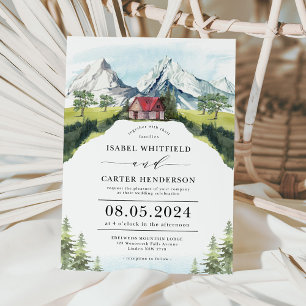 水の色の山素朴林結婚のInvitati 招待状