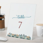 水の色の山結婚のテーブル番号 台座サイン (インサイチュ)