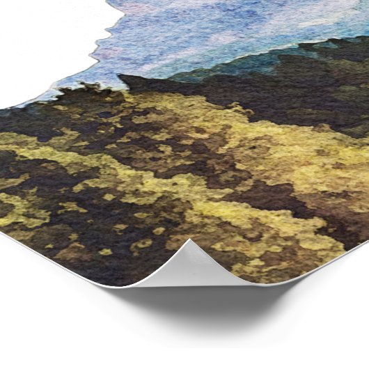 水の色の山結婚の歓迎サイン ポスター (角)