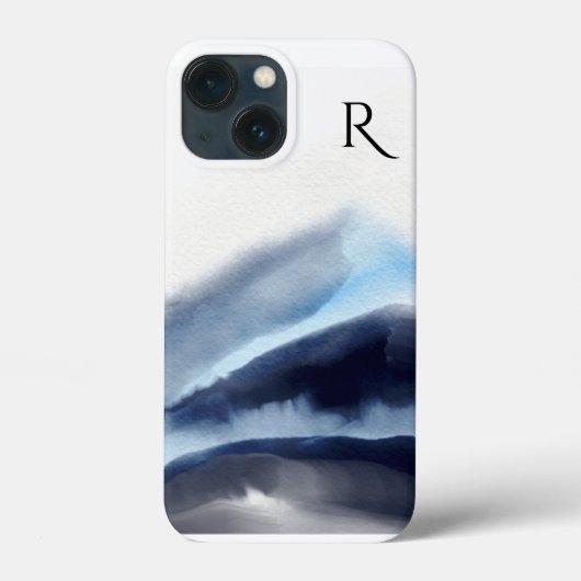 水の色の山絵画のモノグラムの Case-Mate iPhoneケース (裏面)