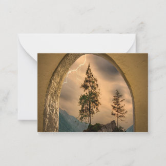 水の色の山、自然ウォーター ノートカード