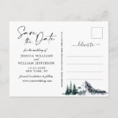 水の色の山PHOTO結婚式の日付を保存 ポストカード (裏面)