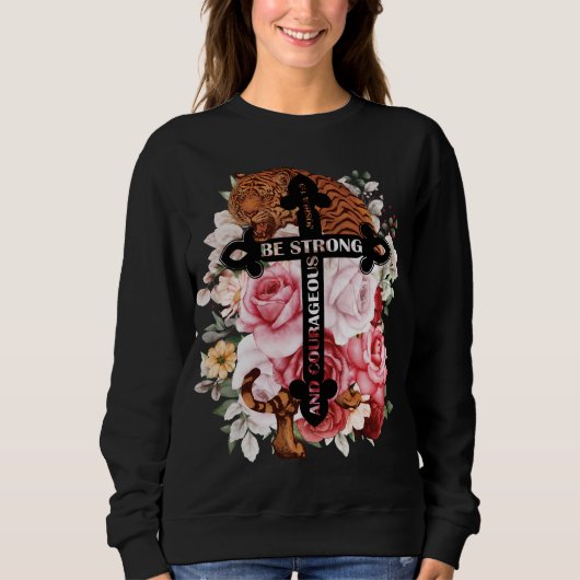 水の色の巨大な虎の強さと勇気がある スウェットシャツ (正面)