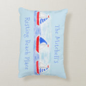 水の色の帆船休憩ビーチプレイス アクセントクッション (裏面(縦))