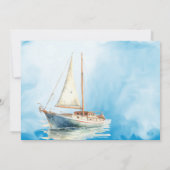 水の色の帆船結婚の感謝 サンキューカード (裏面)
