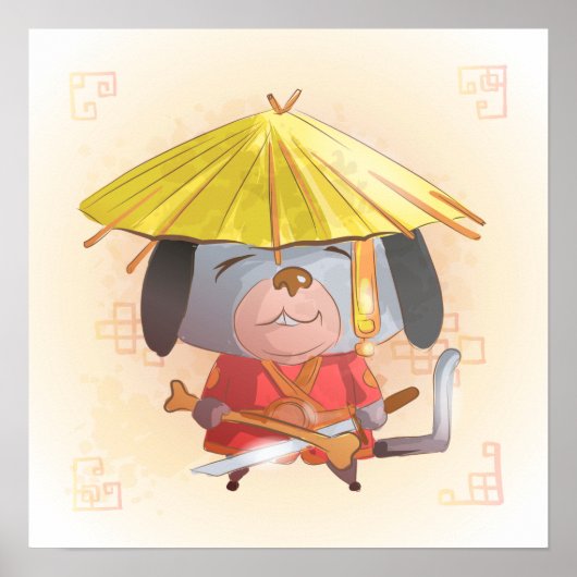 水の色の年の犬、侍 ポスター (正面)