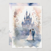 水の色の幸せな永遠に結婚式招待状 招待状 (正面/裏面)