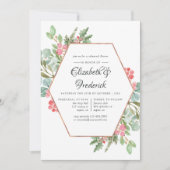 水の色の幾何学的クリスマスリハーサルディナー 招待状 (正面)