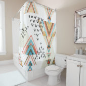 水の色の幾何学的シームレス:部族スタイル。 シャワーカーテン (インサイチュ)