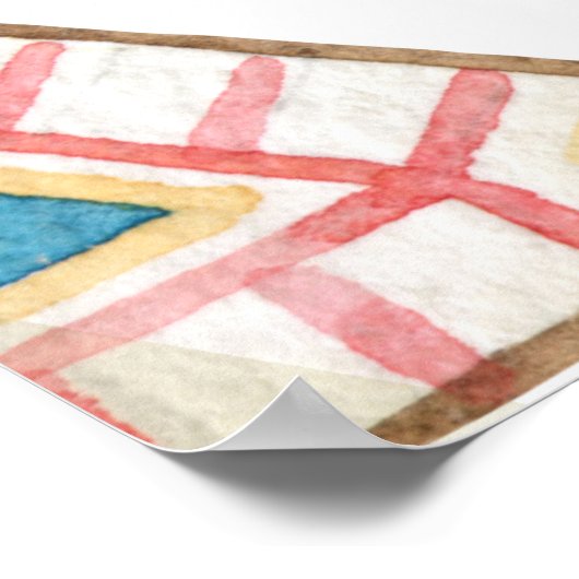 水の色の幾何学的シームレス:部族スタイル。 ポスター (角)