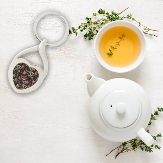 水の色の庭のパターン黒の金属キーチェーン キーホルダー