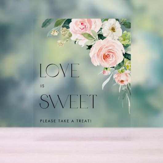 水の色の庭の花結婚の愛は甘い アクリルサイン (ニュートラル)