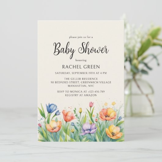 水の色の庭の赤男女兼用ちゃんシャワー 招待状 (スタンド正面)