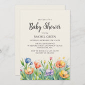 水の色の庭の赤男女兼用ちゃんシャワー 招待状 (正面/裏面)