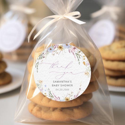 水の色の庭フローラ赤ちゃんシャワーありがとう ラウンドシール
