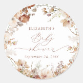 水の色の庭ボホフローラベビーシャワー ラウンドシール (正面)