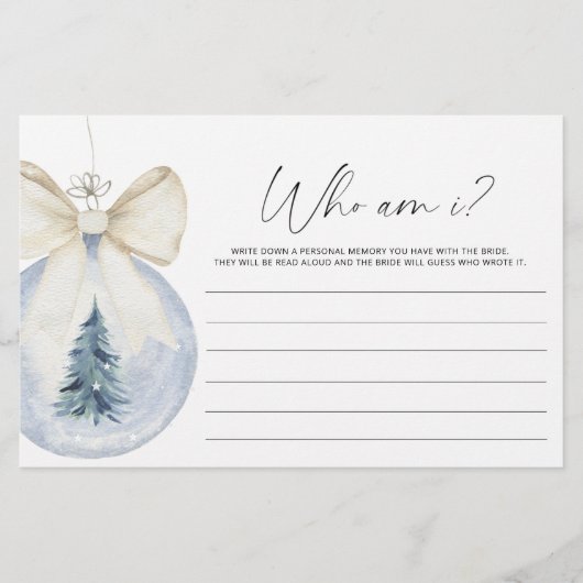 水の色の弓の冬は誰が私はブライダルシャワーゲーム 便箋 (正面)