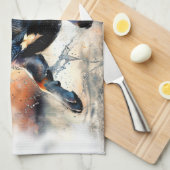 水の色の強力な杖のコルソ犬 キッチンタオル (四つ折り)