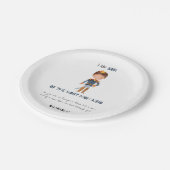 水の色の息子の王の男の子の最初の誕生日 ペーパープレート (アングル)