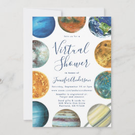 水の色の惑星バーチャルベビーシャワー 招待状