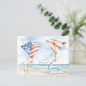 水の色の愛国的なスターストライプズキートコースト シーズンポストカード (スタンド正面)