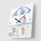 水の色の愛国的なビーチシーンサマーウォールクロック スクエア壁時計 (傾斜)