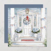 水の色の愛国的なポーチハッピー4日7月 シーズンカード (正面/裏面)