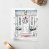 水の色の愛国的なポーチ夏 ノートカード (正面/裏面インサイチュ)