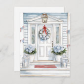 水の色の愛国的なポーチ夏 ノートカード (正面/裏面)