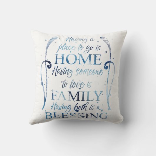 水の色の感動的引用文ホーム – ファミリ クッション (裏面)