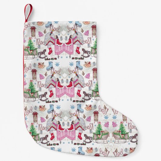 水の色の手のク色彩の鮮やかリスマスフェアリー物語 スモールクリスマスストッキング (正面)