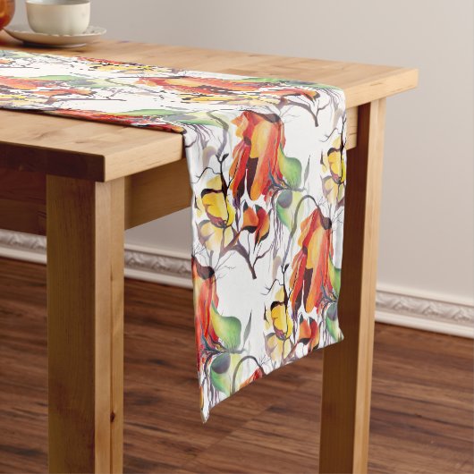 水の色の手の絶妙絵を描な繊細な花 ロングテーブルランナー (インサイチュ)