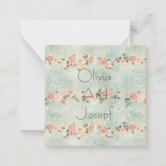 水の色の招待whitバラ ノートカード (正面)