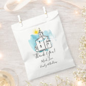 水の色の教会とクロス尖塔ありがとう フェイバーバッグ (クリップ留めされた状態)