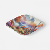 水の色の教会の秋日 ペーパープレート (傾斜あり)