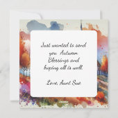 水の色の教会の秋日 | 秋の恵み シーズンカード (裏面)